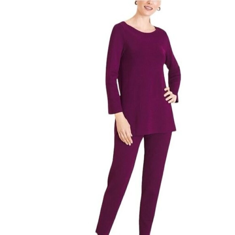 Chico’s TRAVELERS COLLECTIONSweater-Knit Top Plum Size Small